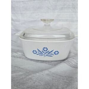 Corning Ware Blue Cornflower 1½ Qt Casserole A-1½-B with PYREX A7C Lid